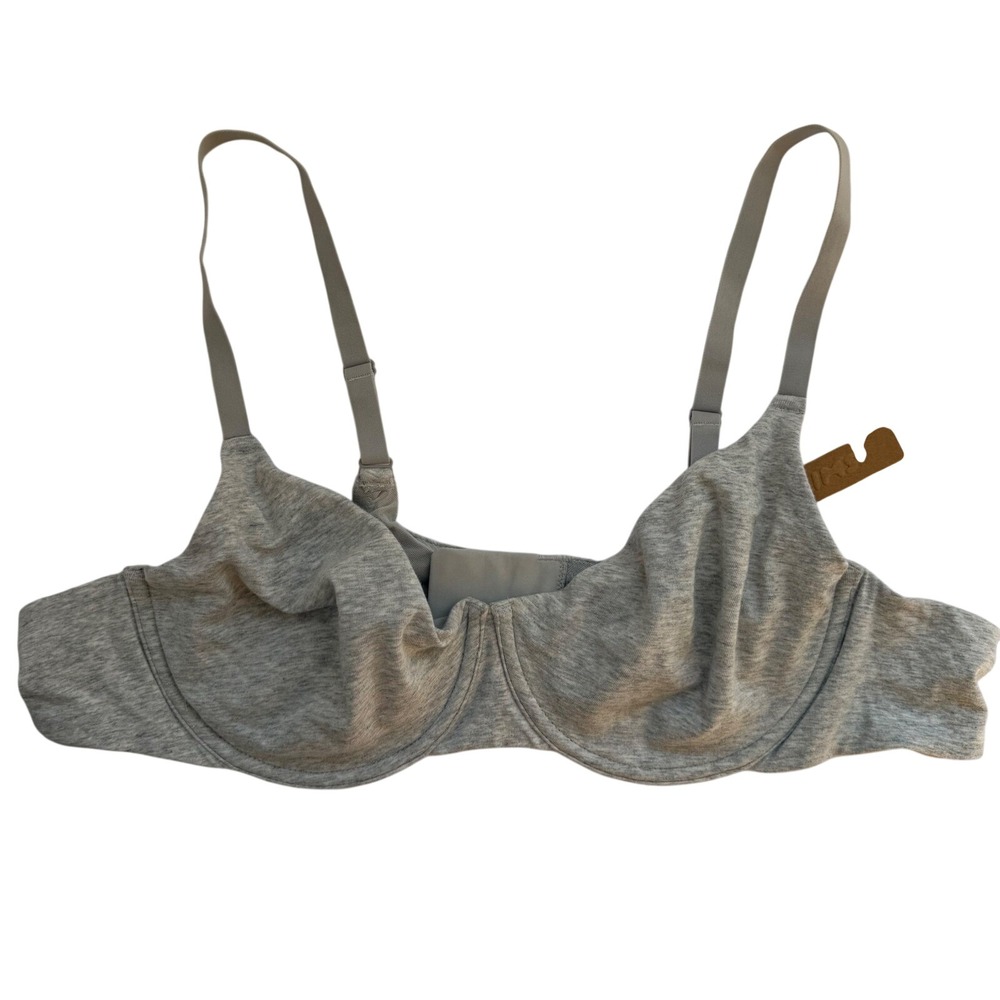 Skims Cotton Jersey T-Shirt Bra 44B Light Heather Gray